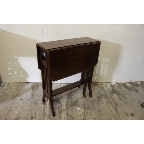 64 - Edwardian Mahogany Sutherland Table with Crossbanded Top   (62cm Tall x 19cm Wide x 53cm Long)