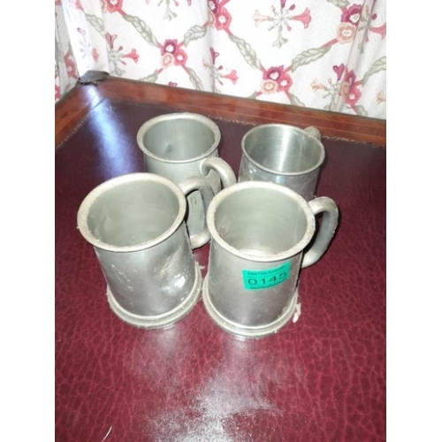 145 - 4 Pewter Tankards