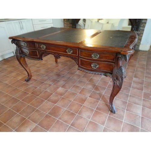 156 - Chippendale style Hardwood Desk (79cm High x 92cm Wide x 166cm Long)