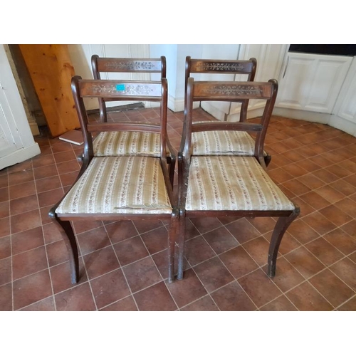 159 - Set of 4 Regency Style Brass Inlaid Dining Chairs