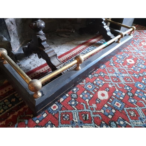 314 - Victorian Cast Iron & Brass Fender (114cm Long)