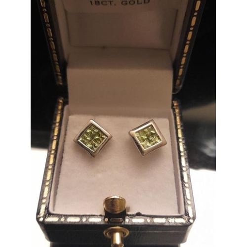 361 - Pair of 18 Carat Gold Peridot Earrings