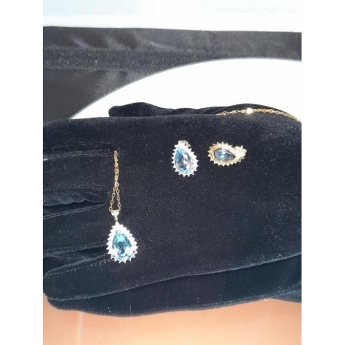 363 - Diamond Topaz Earrings and Pendant Set