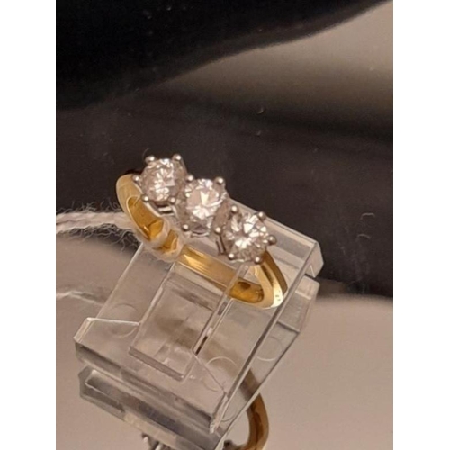 365 - 18 Carat 3 Stone Diamond Ring (1 Carat) - Size H