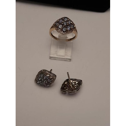 378 - 9 Carat Dress Ring and matching Earrings Earrings have no backs.  Ring Size M