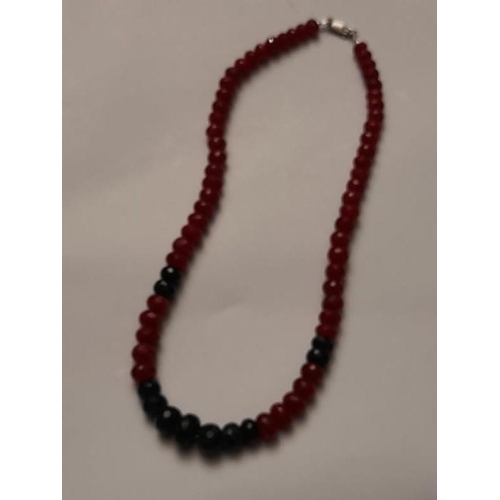 390 - Ruby and Blue Sapphire Beads Necklace