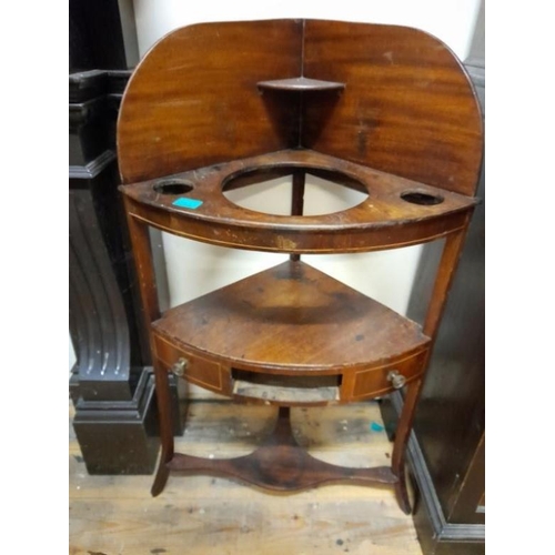 437 - Georgian Mahogany Corner Washstand (missing its Drawer) 105cm Tall