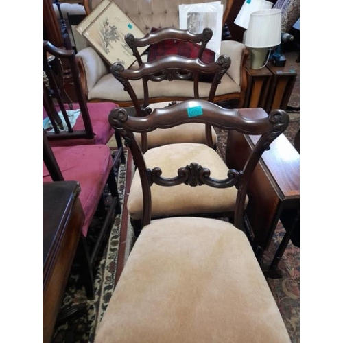 650 - Three Victorian Walnut Occasional Chairs with carved backs - nice chairs