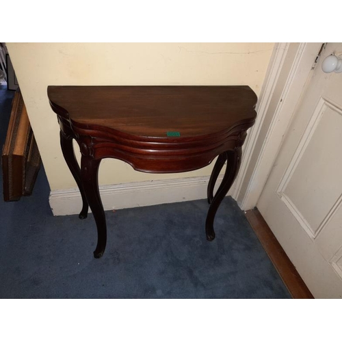 84 - 19th Century French Style Mahogany Games Table on sabre legs (86cm Wide x 43cm Deep x 73cm High)