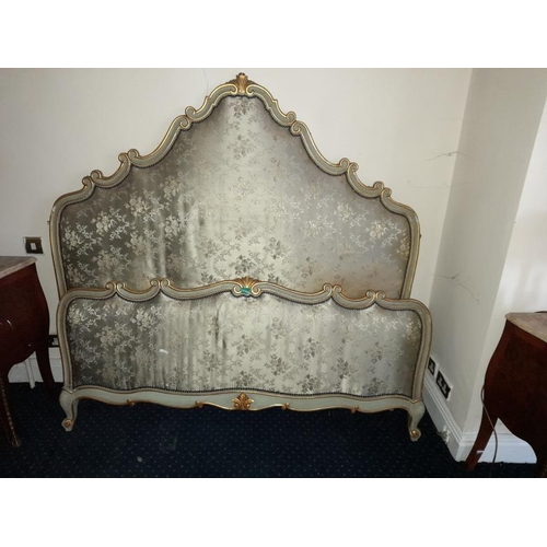 98 - French Upholstered Bed with Floral Upholstery (no side rails)    165cm Wide