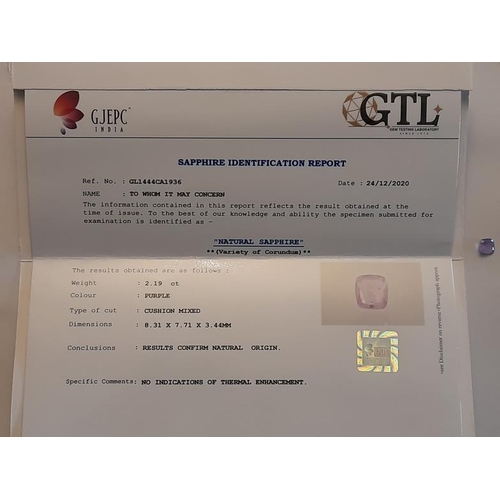 821 - 2.19 Carat Purple Sapphire Gemstone with IGI Certificate