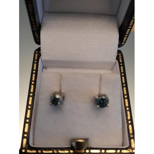 829 - Blue Diamond Earrings .40 Carats