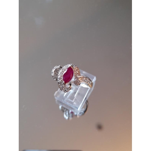 833 - 14 Carat Diamond Ruby Cluster Ring (Size P)