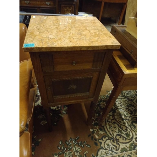 236 - Early 20th Century Marble Top Oak Bedside Locker