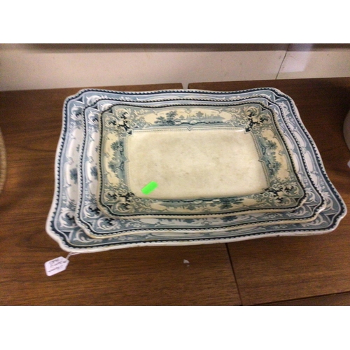 10 - Set of 3 Victorian Porcelain Graduated Platters and 2 Slop Buckets