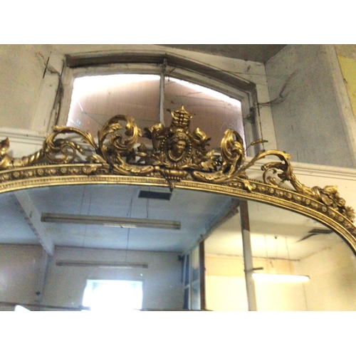 56 - Victorian Gilt Overmantle Mirror decorated with Floral Swags (200cm x 168cm)