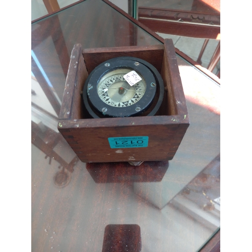 121 - Cased Ships Compass on a Gimble by Star of Boston