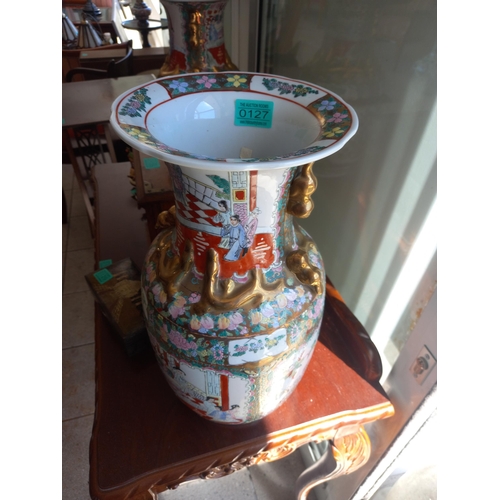 127 - Pair of Oriental Design Porcelain Vases (45cm Tall)