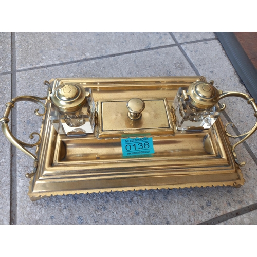 138 - Victorian Brass Desk Set