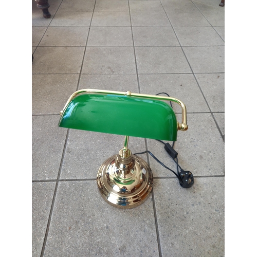 140 - Brass and Green Bankers Desk Light