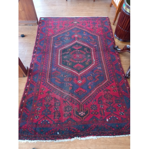 159 - Persian Handwoven Red Ground Hamadam Rug (200m x 130cm)