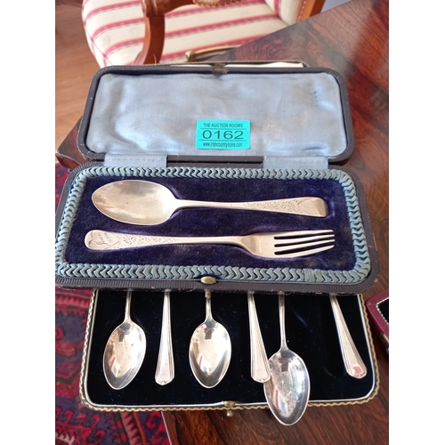 162 - Sheffield Silver Christening Set and a Set of Silver Plated Tea Spoons