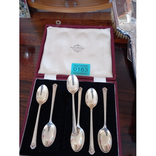 163 - Set of 6 Cased Sheffield Silver Tea Spoons