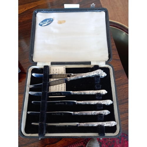 165 - Set of 6 Sheffield Silver Tea Spoons and 6 Sheffield Silver Handled Knives