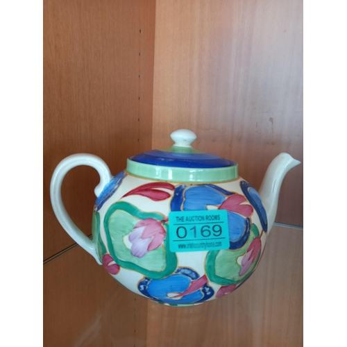 169 - Clarice Cliff Bizarre Blue Chintz Handpainted Tea Pot.
Clarice Cliff 1899-1972.  Clarice Cliff is, t... 
