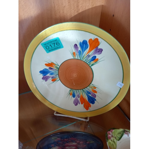 176 - Clarice Cliffe Bizarre Crocus Pattern Plate - 23cm diameter