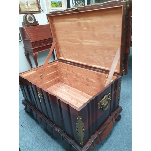 555 - South African Mahogany Coffer with Heavy Metal Handles