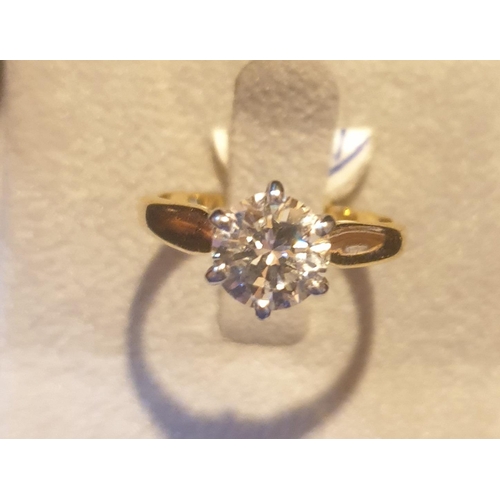 593 - 18 carat Yellow & White Gold Brilliant Cut Diamond Ring approx 1.5 carat (Size M)