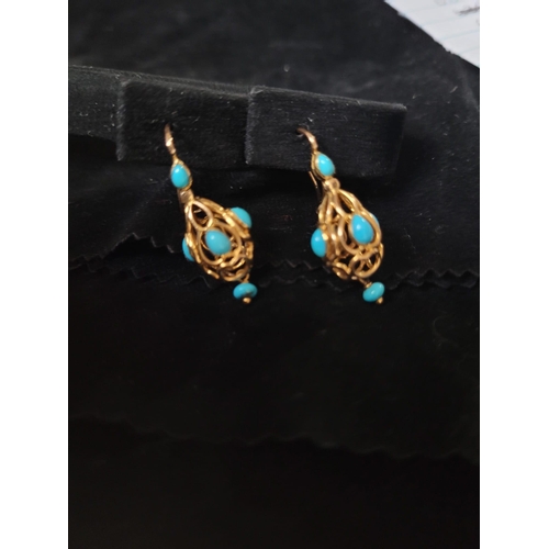 616 - 18 Carat Turquoise Cluster Earrings