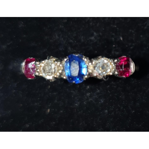 716 - 18 carat Ruby Diamond & Sapphire Eternity Vintage Ring (Size P)