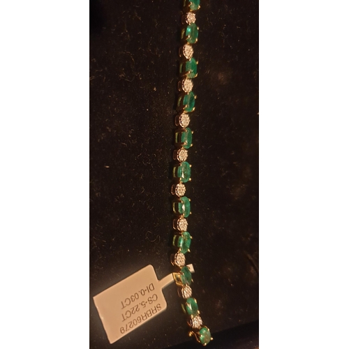 718 - 14 Carat Emerald and Diamond Bracelet