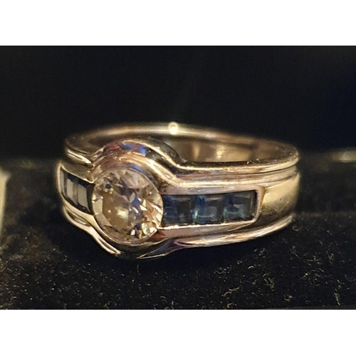 723 - 18 Carat White Gold Sapphire and Diamond Ring (Size N)