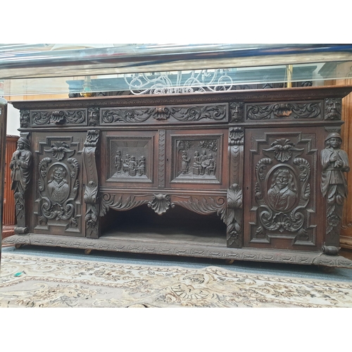 482 - Monumental Victorian Carved Oak Sideboard with Decorative Panels by Repute - originally from Slane C... 