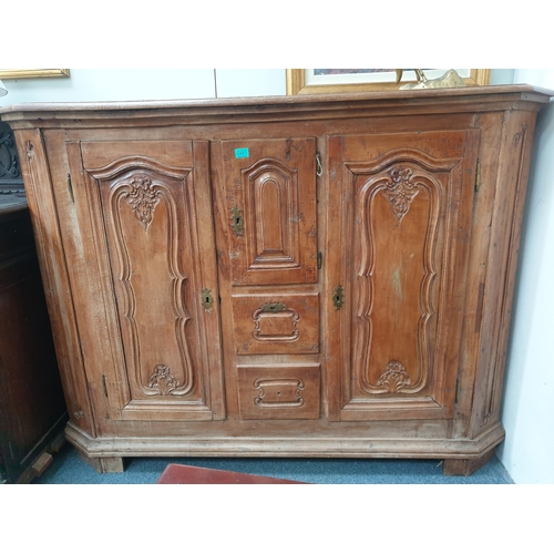 483 - Austrian Walnut Side Cabinet with 2 Panel Doors and Centre Drawers