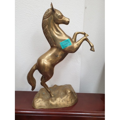 485 - Large Brass Rearing Horse Figure