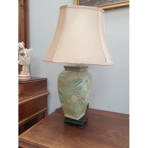 491 - Green Floral Porcelain Table Lamp