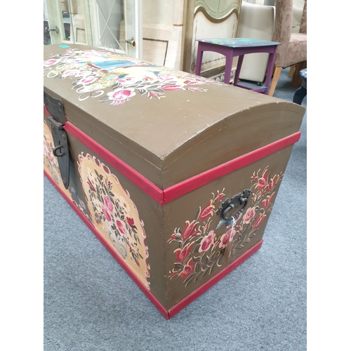 501 - Hand Painted Dome Top Continental Trunk