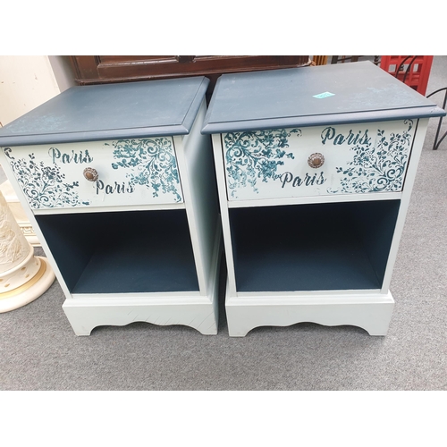 511 - Pair of Upcycled Hand Painted Mahogany Bedside Lockers