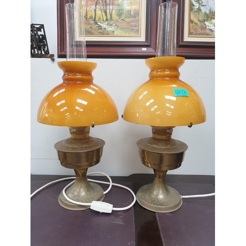 514 - Pair of Vintage Brass Table Lamps with original Shades