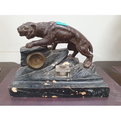 515 - Vintage Desk Tidy with Jaguar Figure