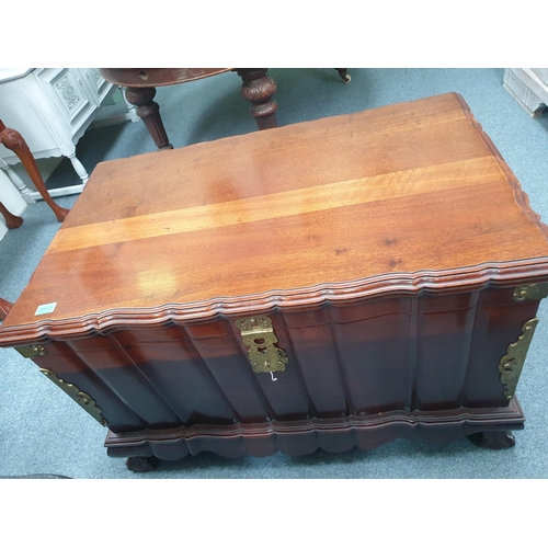 555 - South African Mahogany Coffer with Heavy Metal Handles