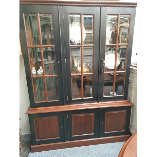 562 - Mahogany Upcycled 3 Door Bookcase - neat size