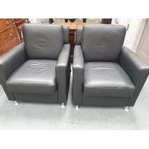 572 - Pair of Italian Leather Armchairs