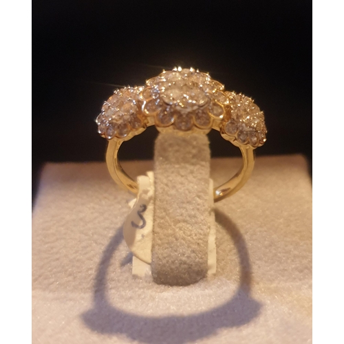 597 - 18 Carat 3 Stone Cluster Diamond Ring (approx 1.7 carats of Diamonds (Size L)