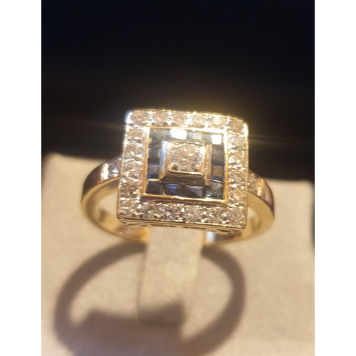 598 - 18 Carat Diamond & Sapphire Cluster Ring (Size M)