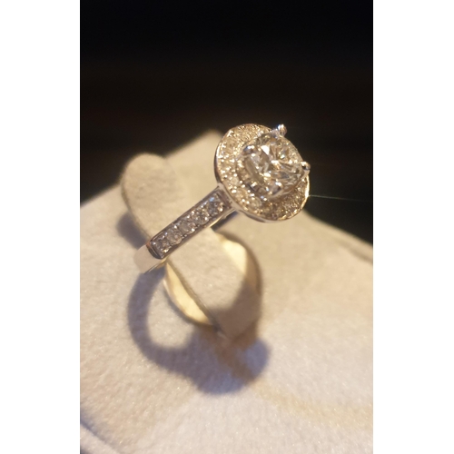 599 - 18 carat Halo Set Engagement Diamond Ring approx 1.2 carat   (Size L)